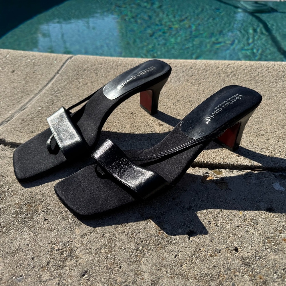 Charles David Black Square-Toe Heels